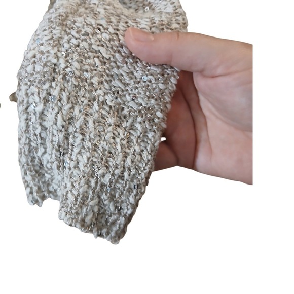 Simply Couture Womens Cream Knit Sweater Sequin Long Sleeve Top  Lagenlook XL - Picture 3 of 12